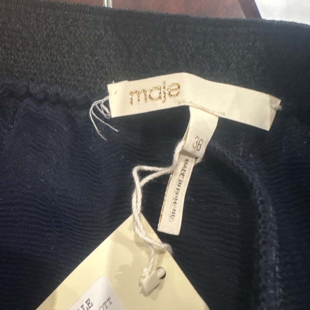 NWT Maje Idylle Marine Blue Textured‎ Ottoman Shorts Navy Size 36 Small NEW - Picture 7 of 8